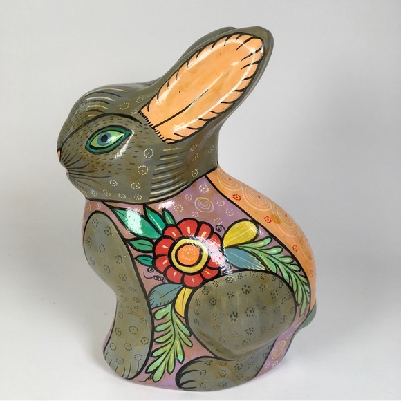Mexican Pottery Bank Bunny Rabbit Boho Terracotta - Picture 2 of 6